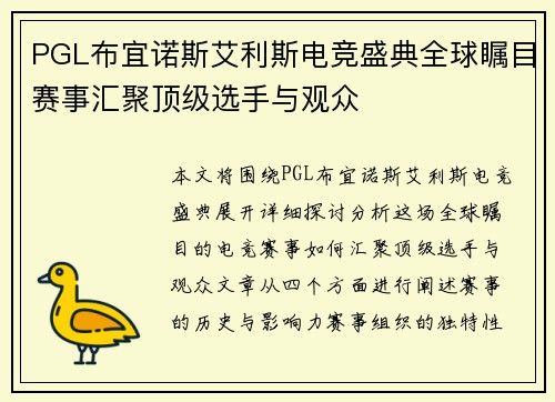 PGL布宜诺斯艾利斯电竞盛典全球瞩目赛事汇聚顶级选手与观众